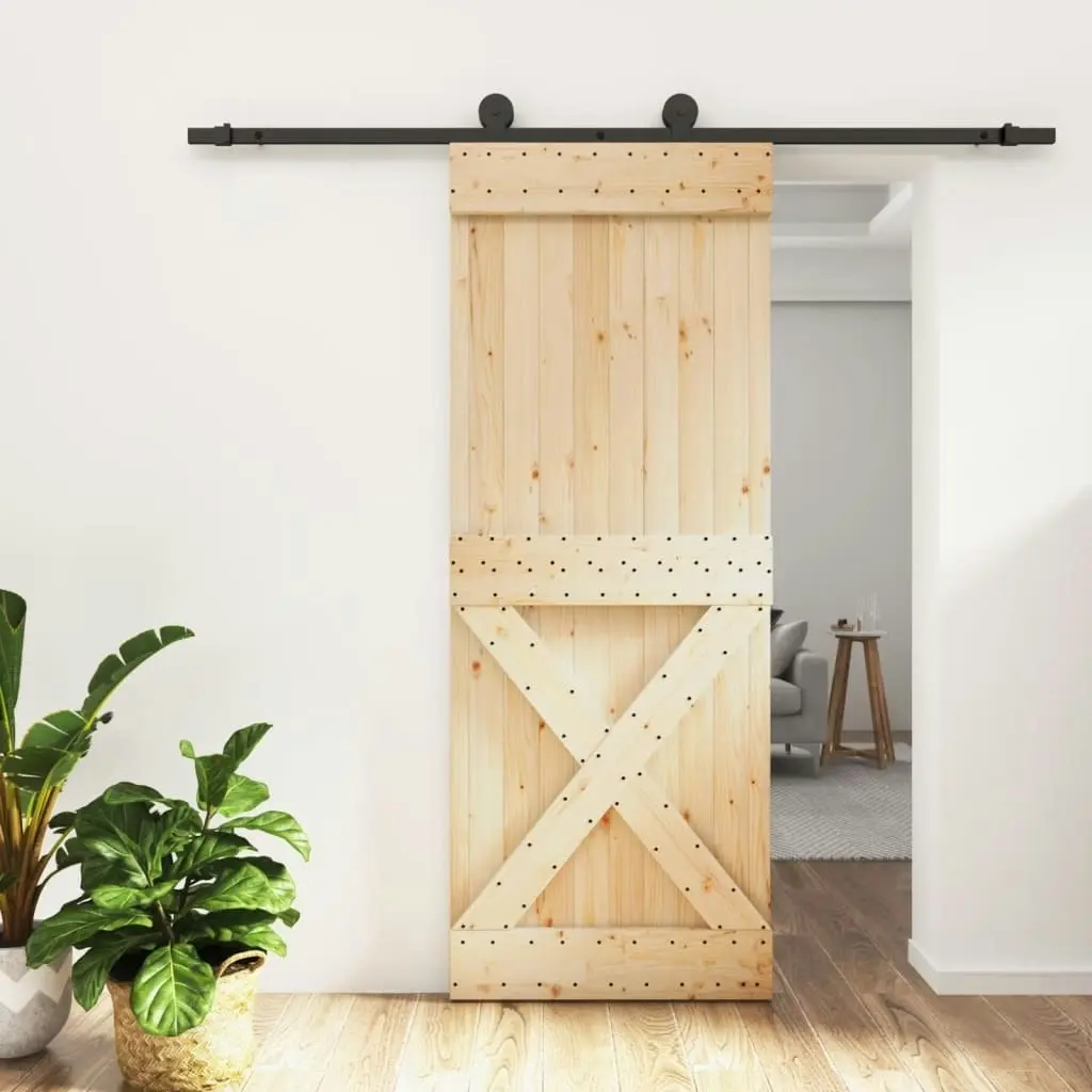 Sliding Door with Hardware Set 80x210 cm Solid Wood Pine 3203077