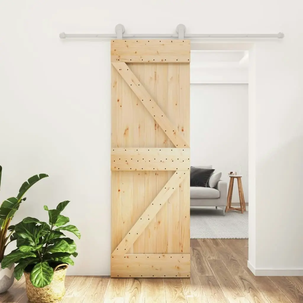 Sliding Door with Hardware Set 70x210 cm Solid Wood Pine 3203098