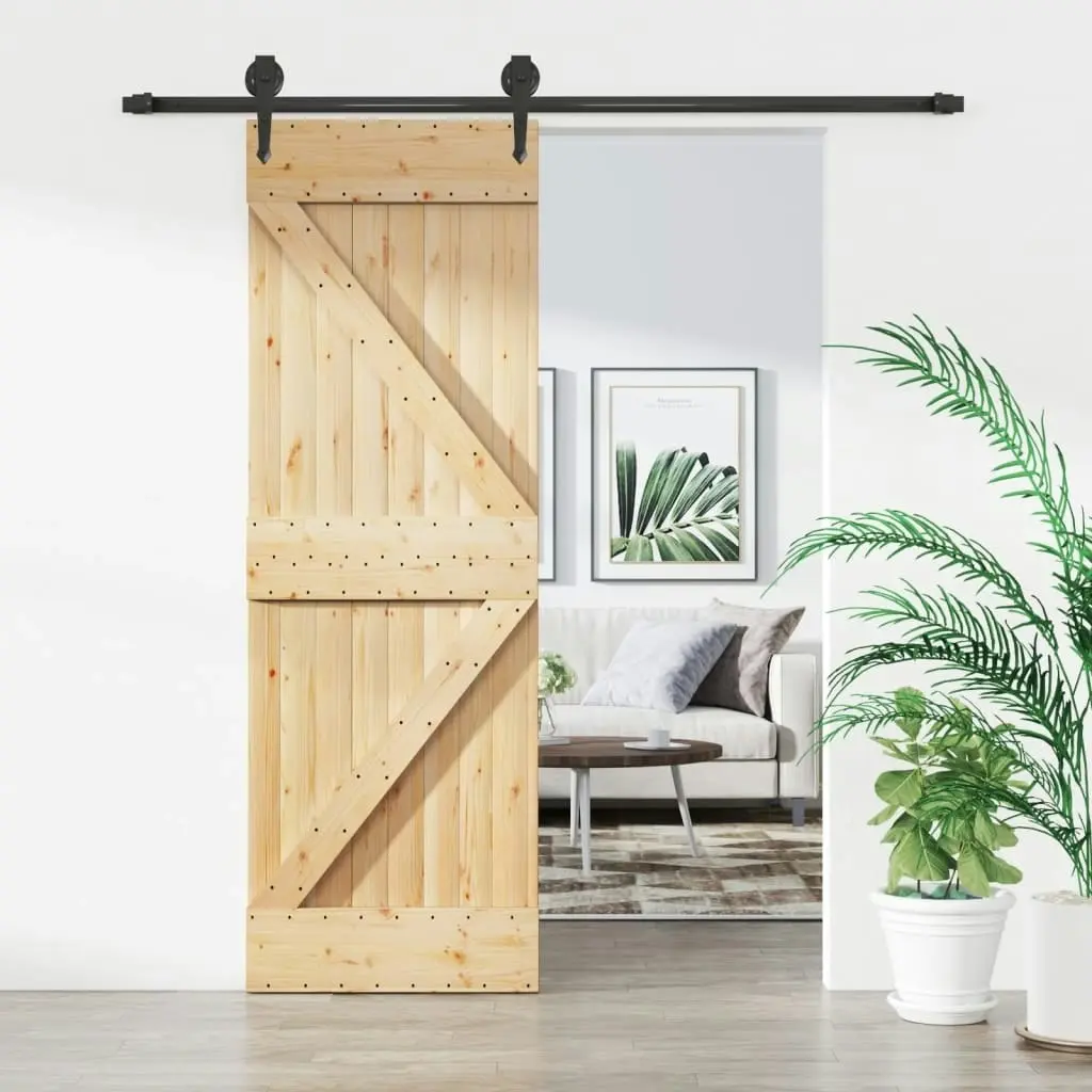 Sliding Door with Hardware Set 70x210 cm Solid Wood Pine 3203197