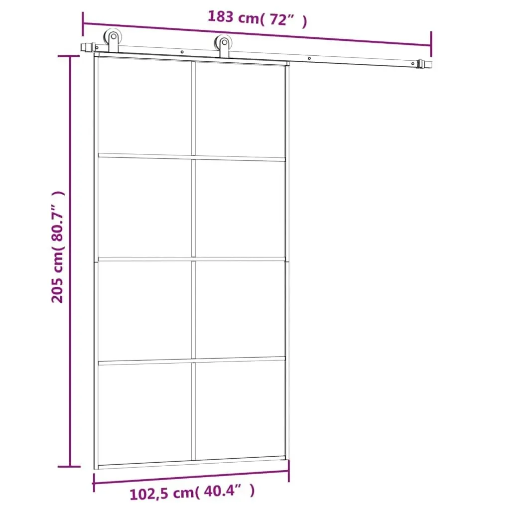 Sliding Door with Hardware Set 102.5x205 cm ESG Glass&Aluminium 3152143