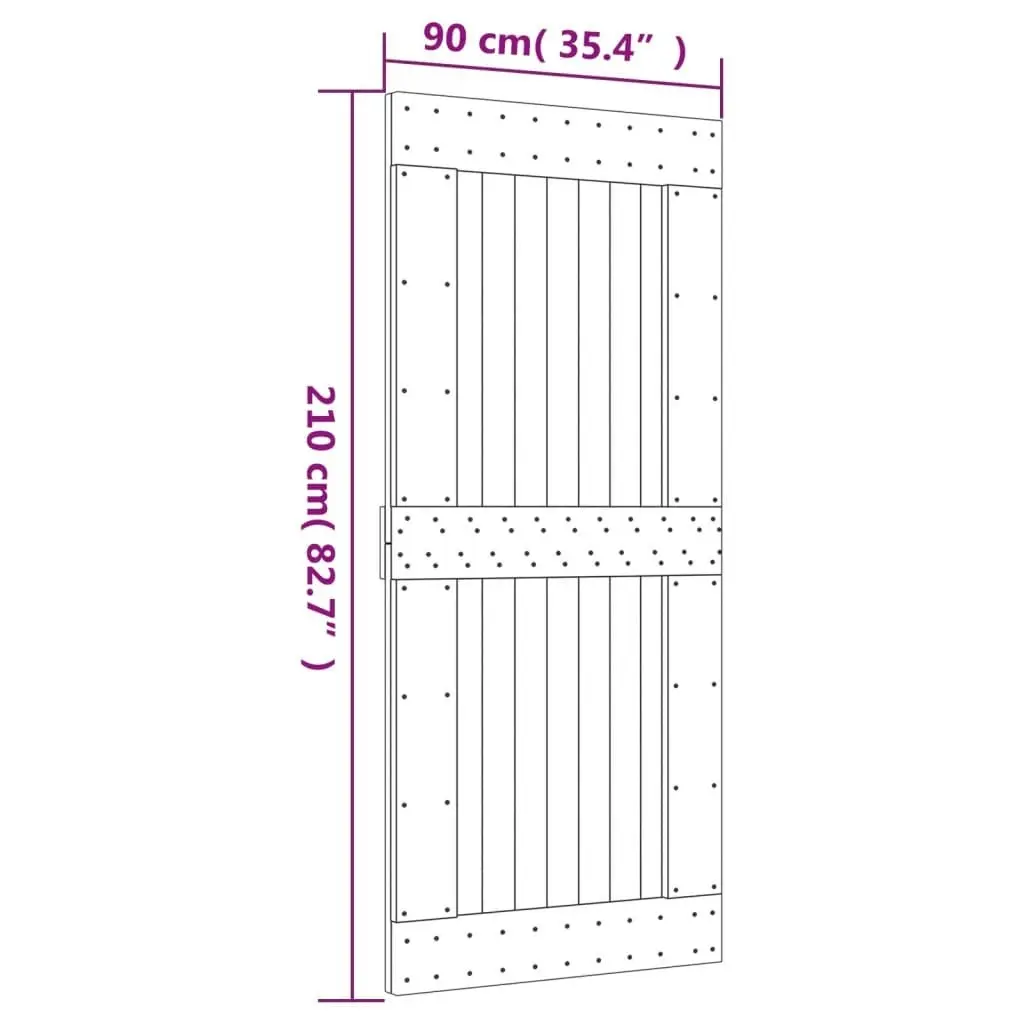 Sliding Door with Hardware Set 90x210 cm Solid Wood Pine 3203113