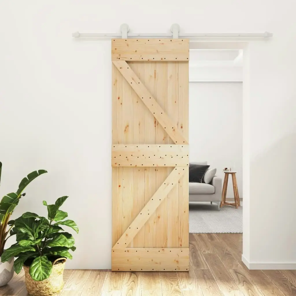 Sliding Door with Hardware Set 70x210 cm Solid Wood Pine 3203082