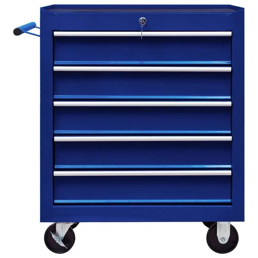 Workshop Tool Trolley with 5 Drawers Blue 147171