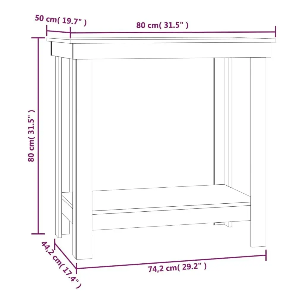 Work Bench 80x50x80 cm Solid Wood Pine 822496