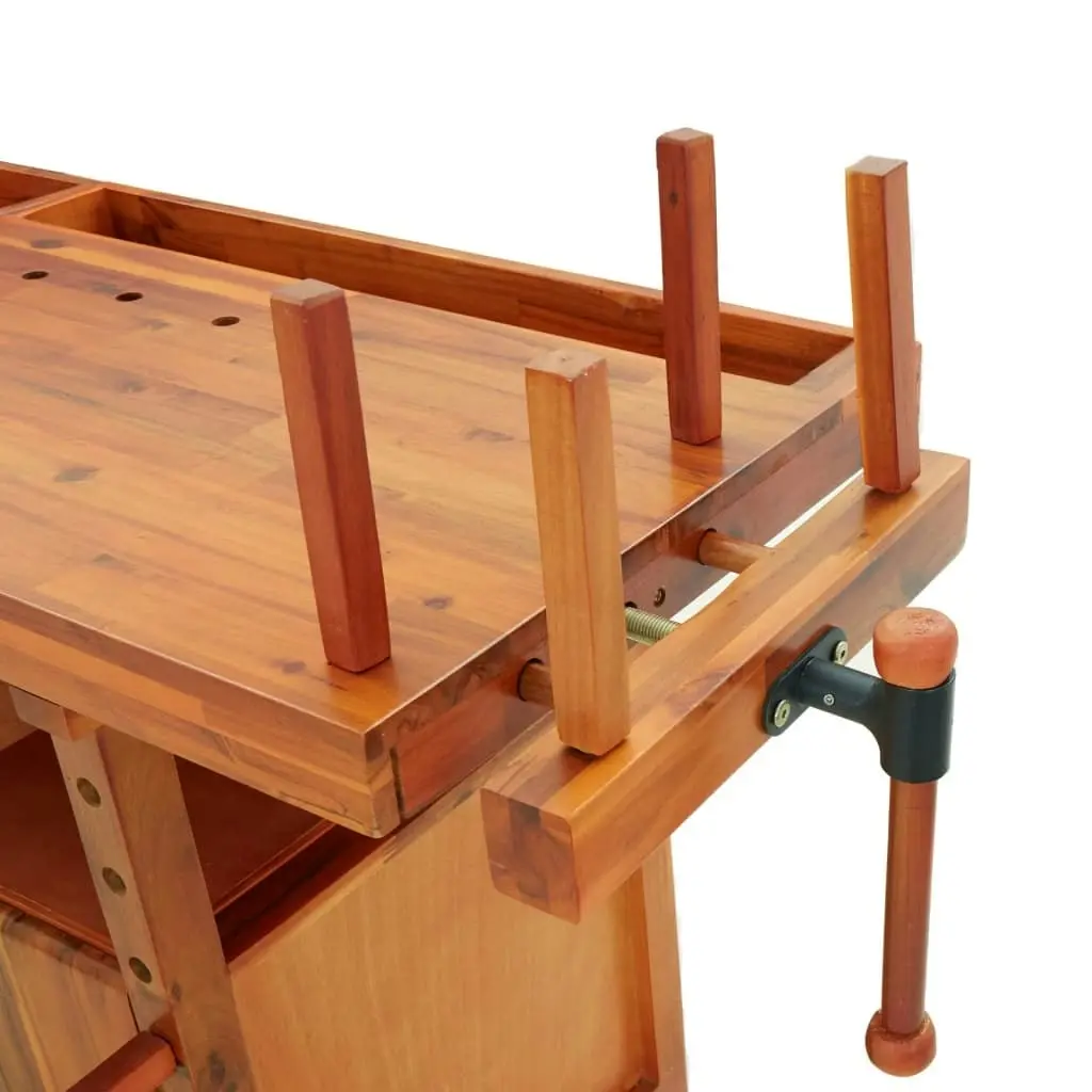 Workbench with Drawers and Vices 192x62x83 cm Solid Wood Acacia 153326