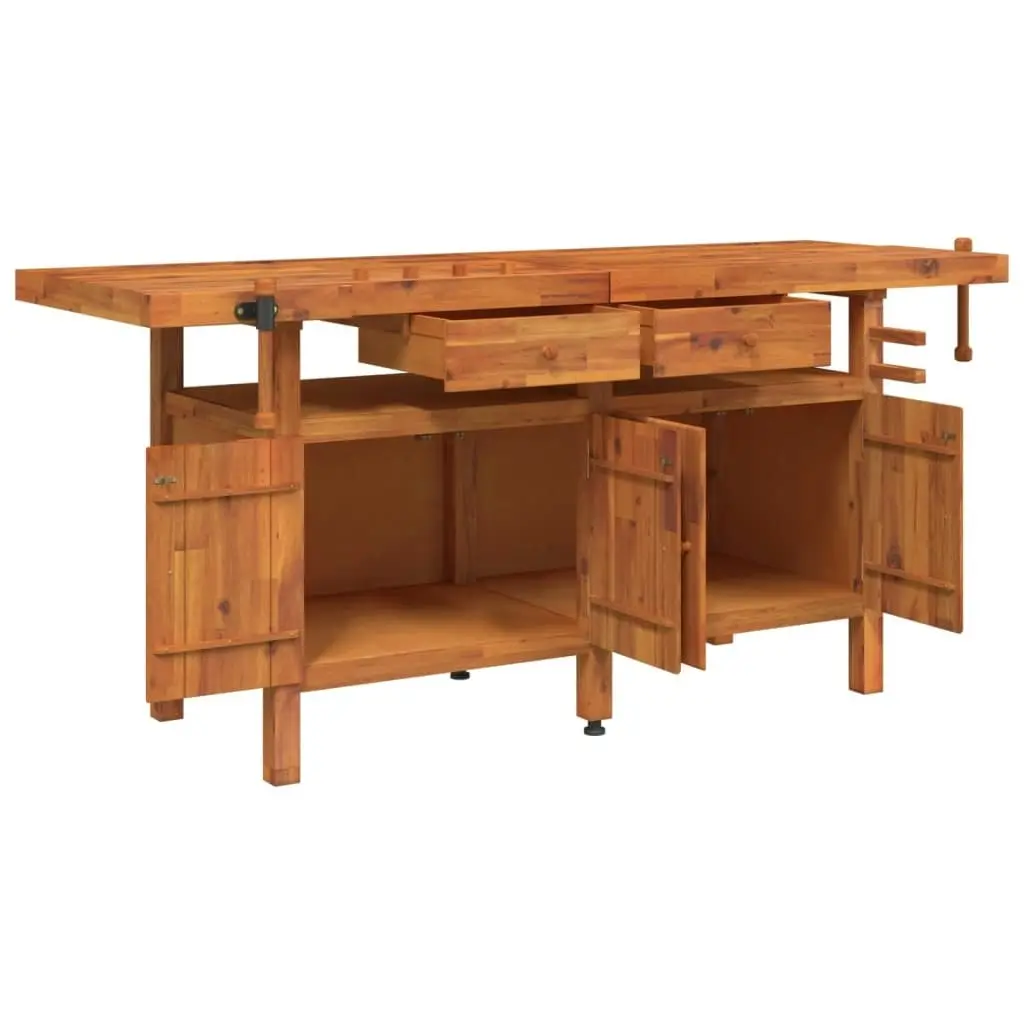 Workbench with Drawers and Vices 192x62x83 cm Solid Wood Acacia 153326