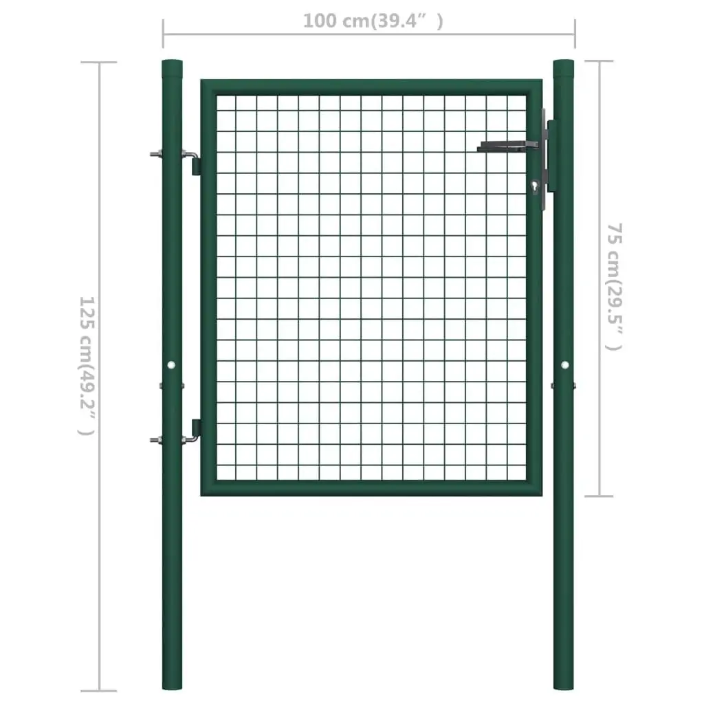 Fence Gate Steel 100x75 cm Green 145732