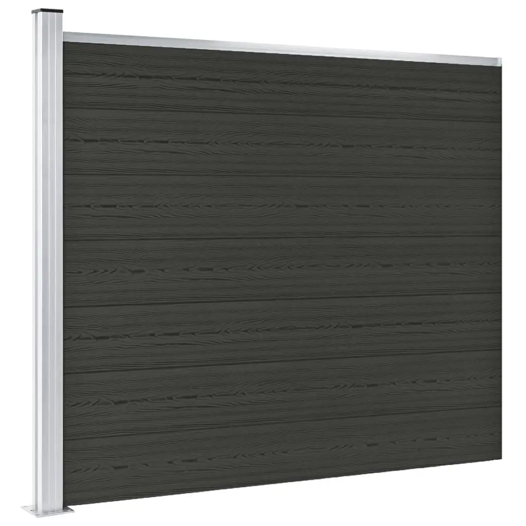 Fence Panel WPC 175x146 cm Black 148985