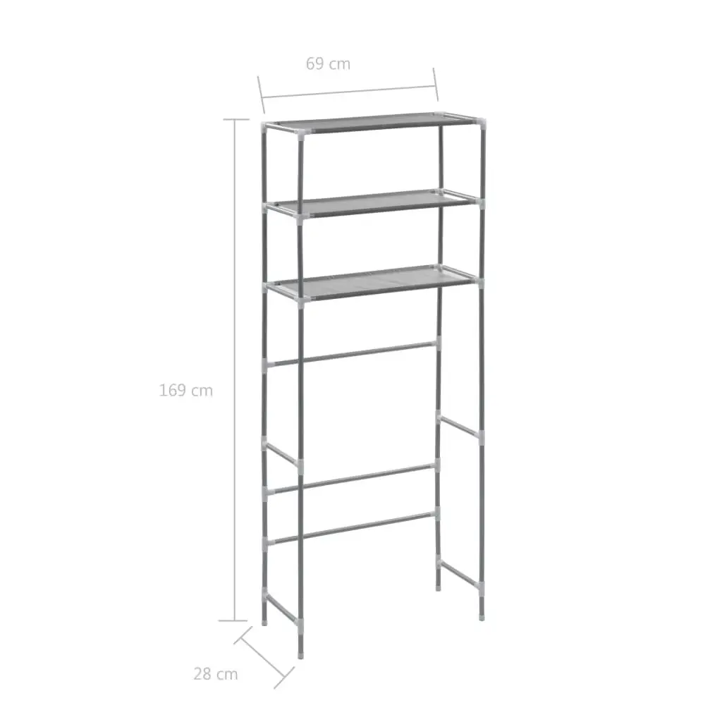 3-Tier Storage Rack over Laundry Machine Silver 69x28x169 cm 282465