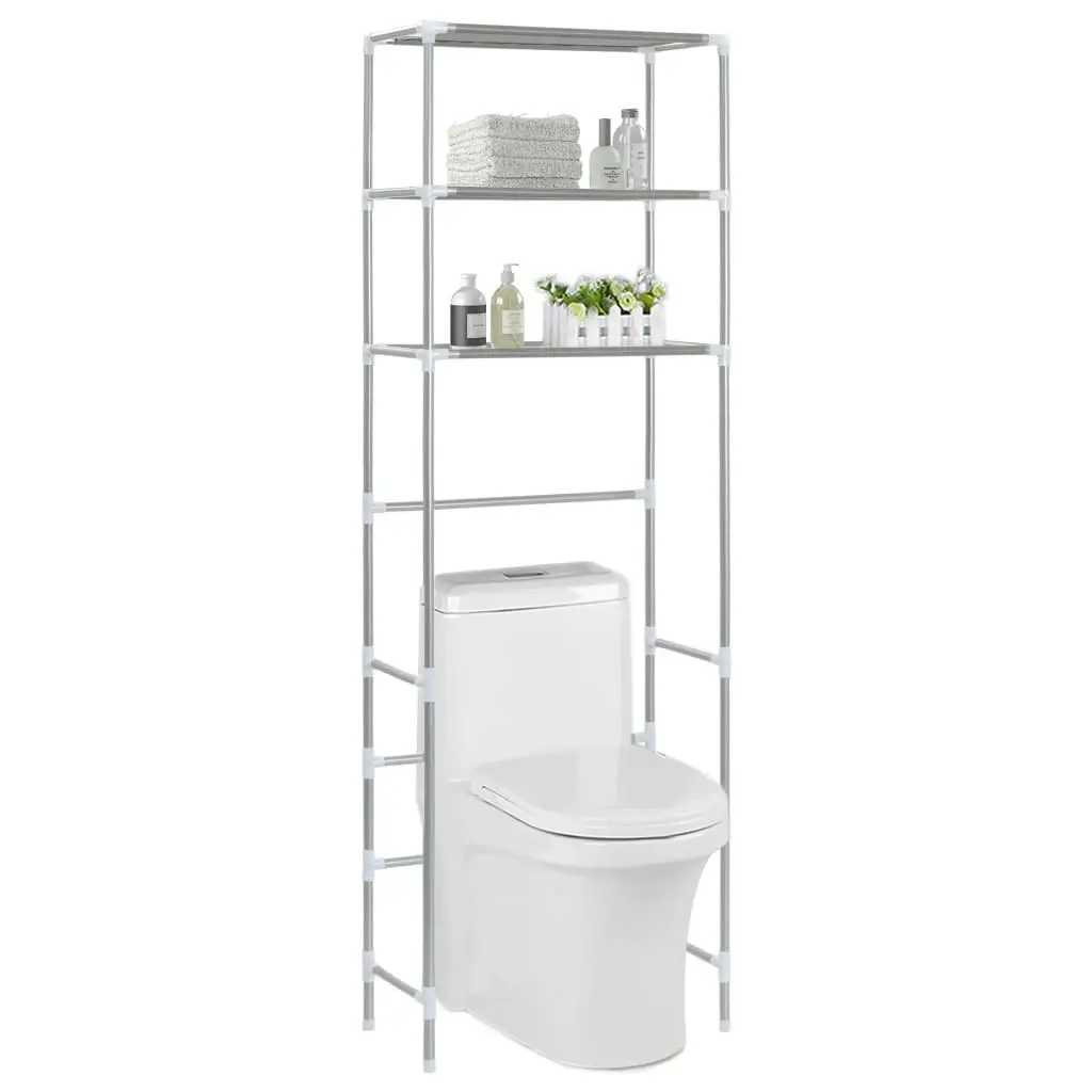 3-Tier Storage Rack over Toilet Silver 53x28x169 cm 282464