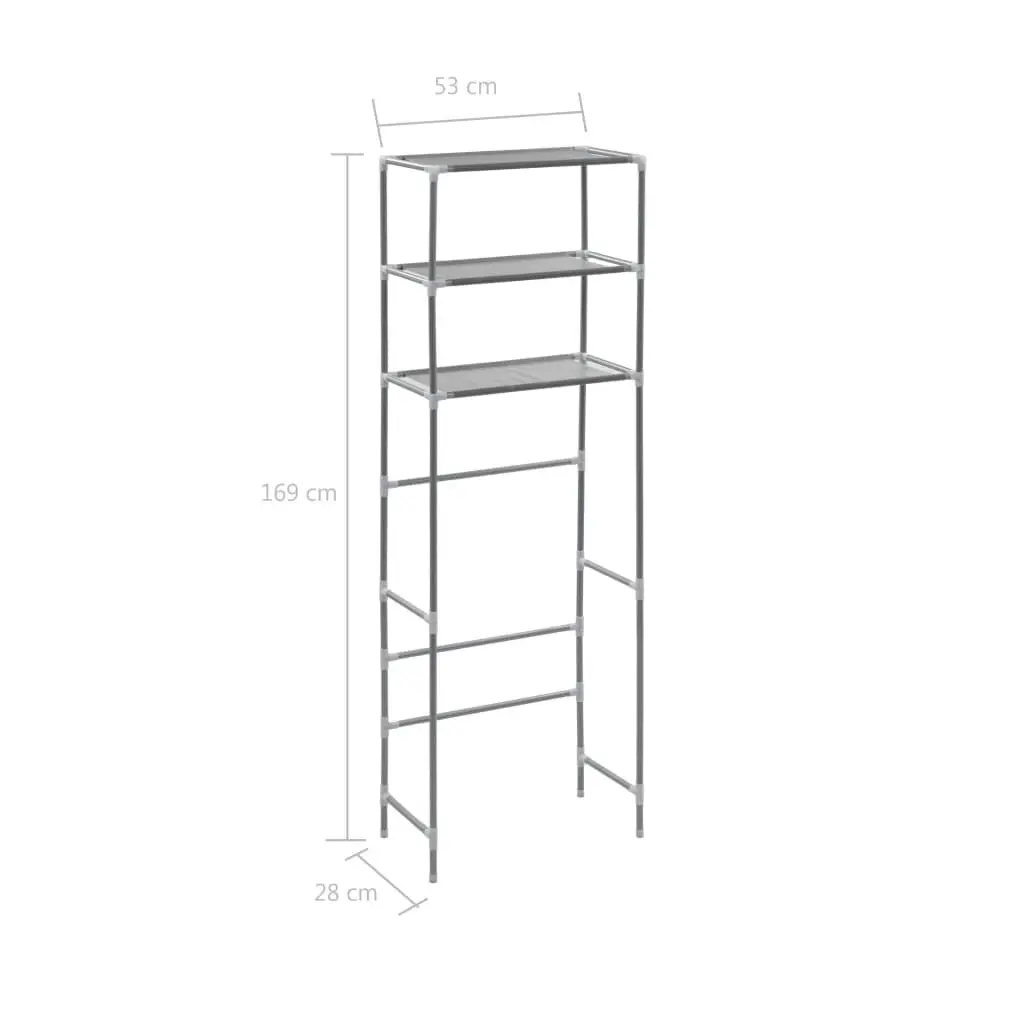 3-Tier Storage Rack over Toilet Silver 53x28x169 cm 282464