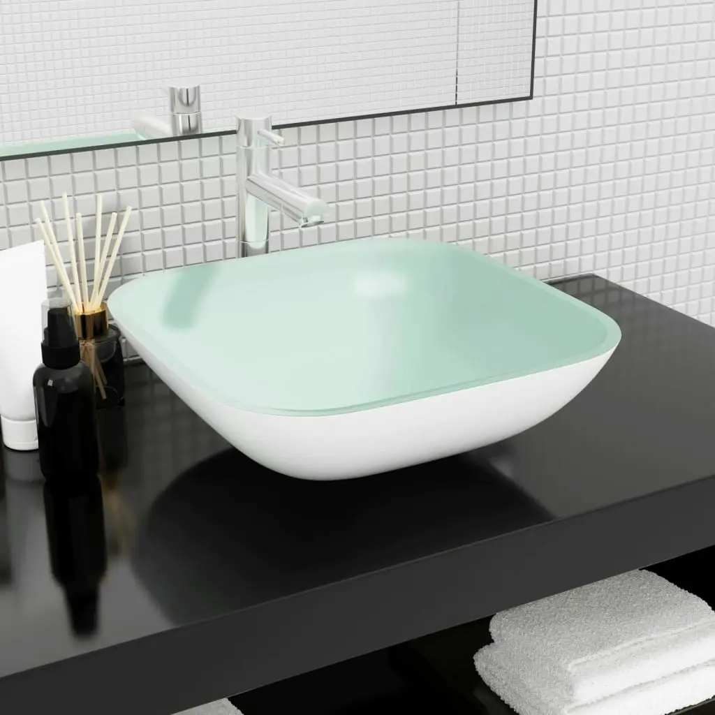 Basin Glass 42x42x14 cm White 345254