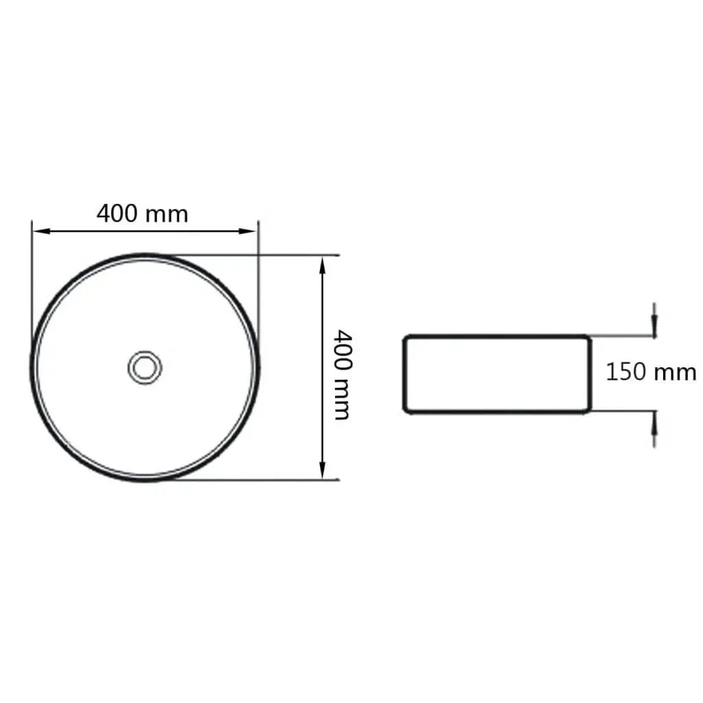 Basin Ceramic Round Black 40x15 cm 142735