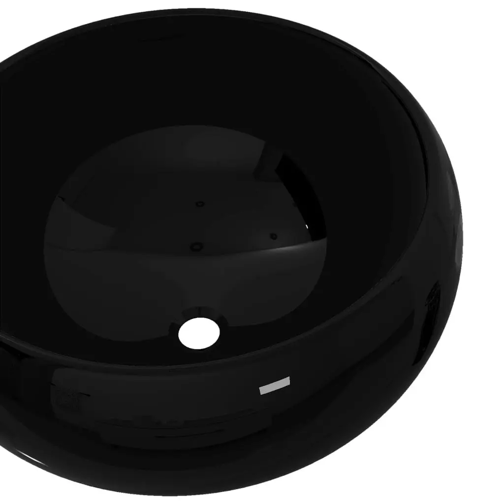 Basin Ceramic Round Black 40x15 cm 142735