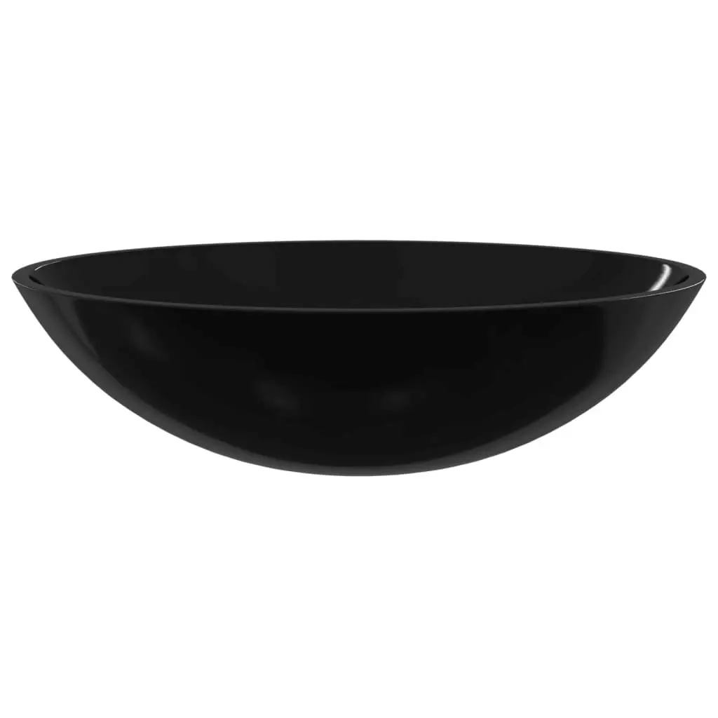 Basin Glass 50x37x14 cm Black 345249