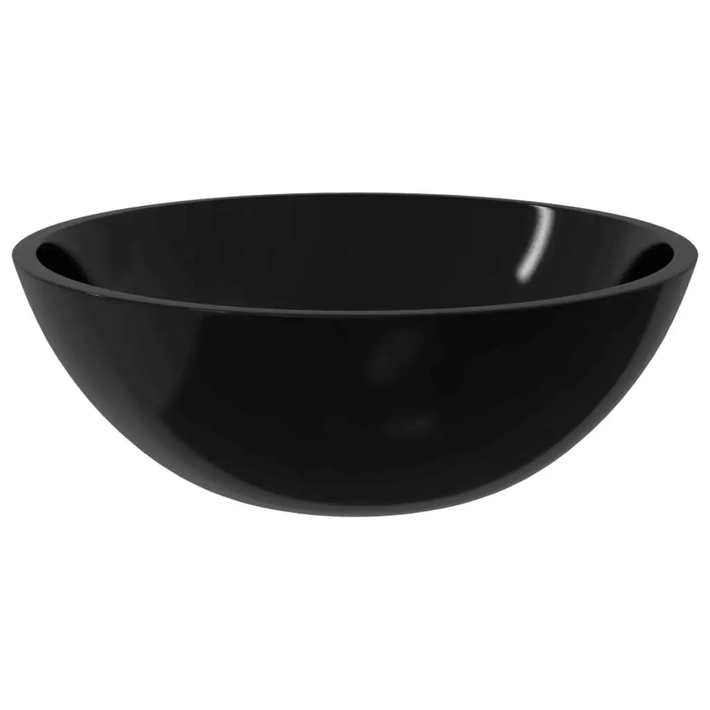 Basin Glass 50x37x14 cm Black 345249