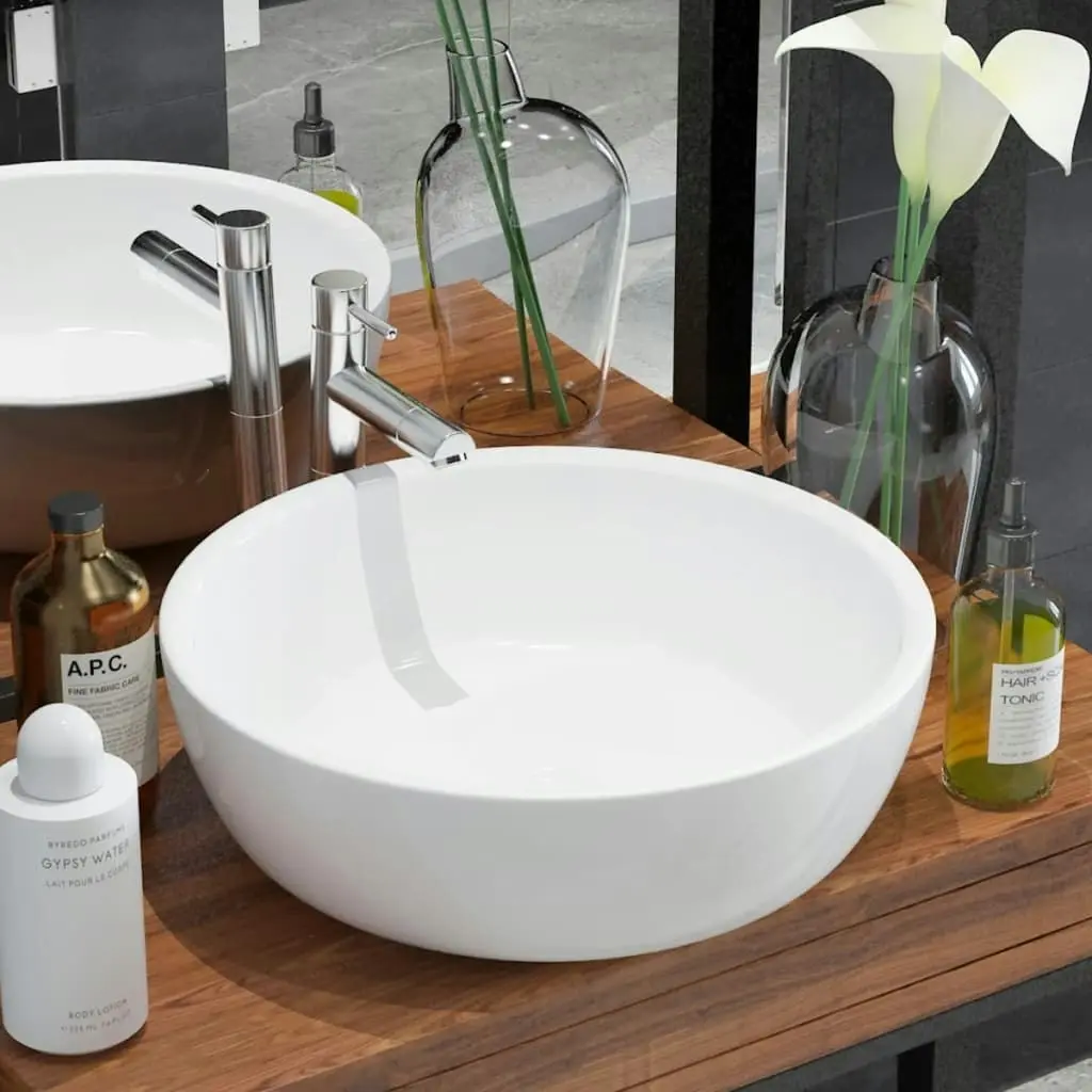 Basin Round Ceramic White 42x12 cm 142341