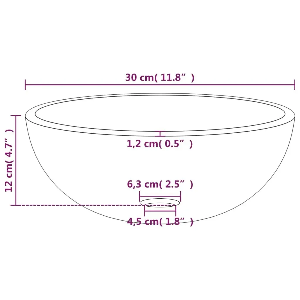 Basin Tempered Glass 30x12 cm Frosted 345241