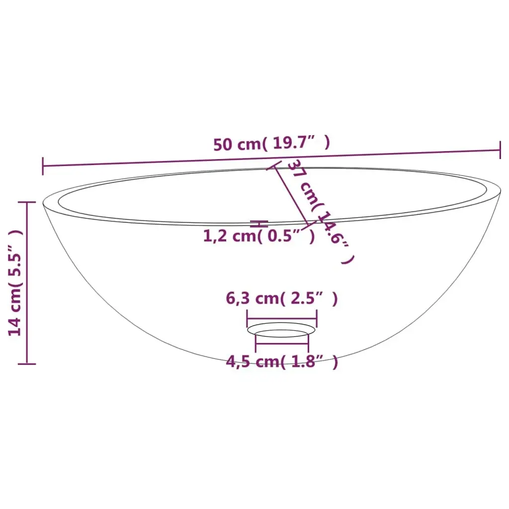 Basin Glass 50x37x14 cm Transparent 345237