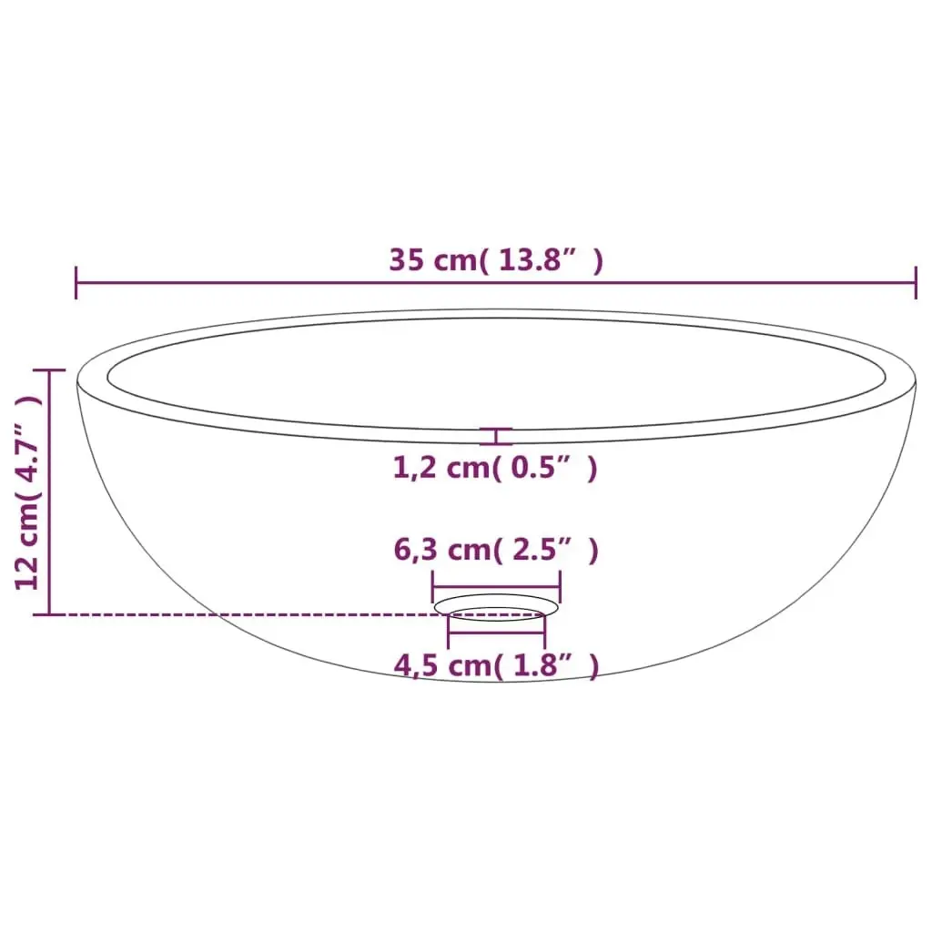 Basin Tempered Glass 35x12 cm Frosted 345240