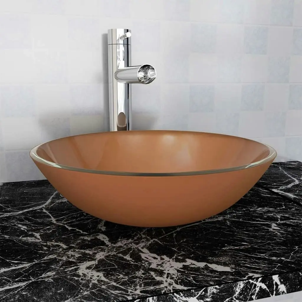 Basin Tempered Glass 42 cm Brown 142232