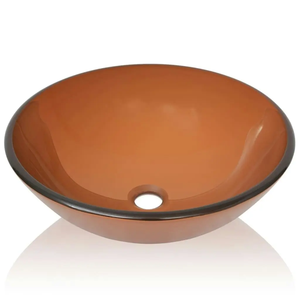 Basin Tempered Glass 42 cm Brown 142232