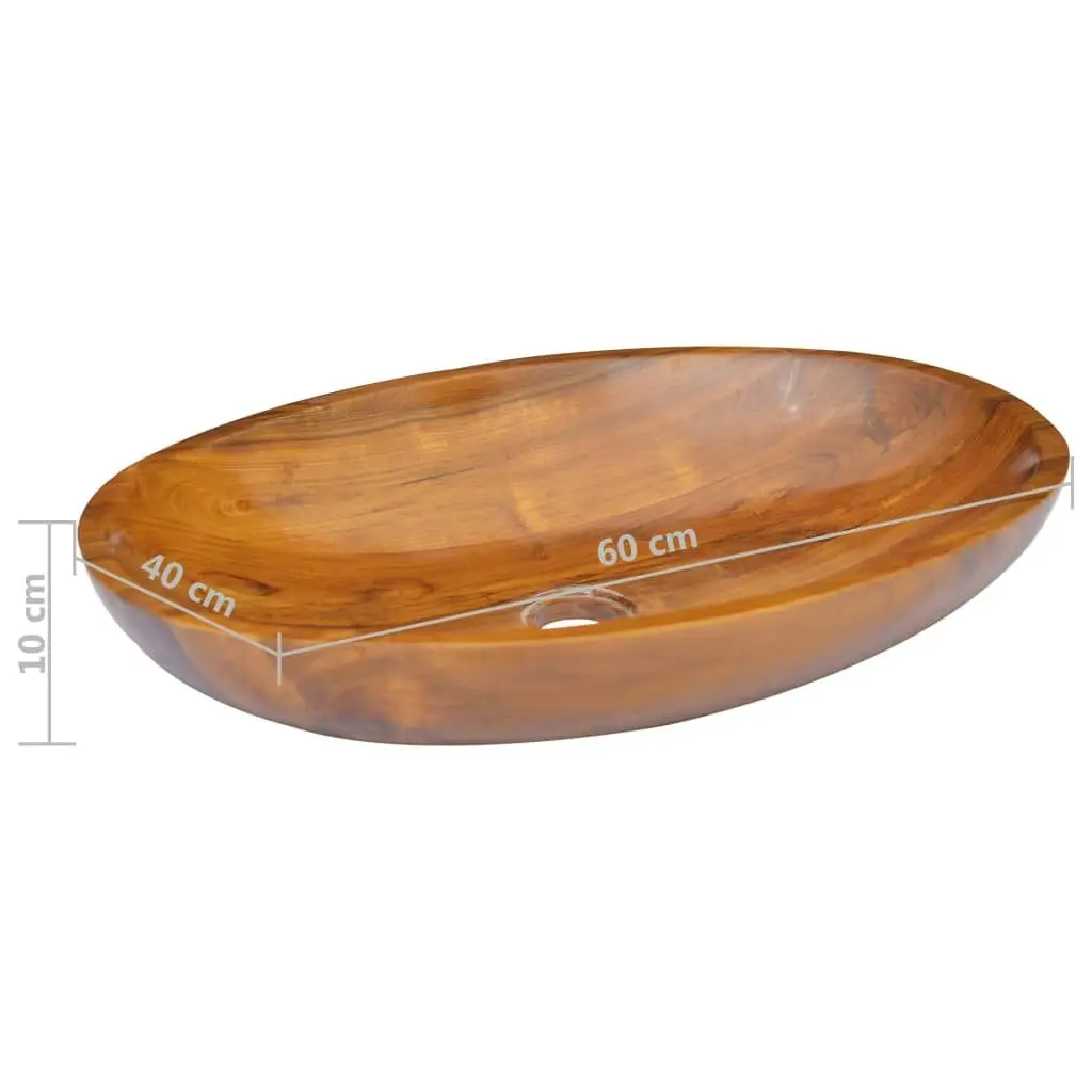 Basin Solid Teak Wood 60x40x10 cm 326162