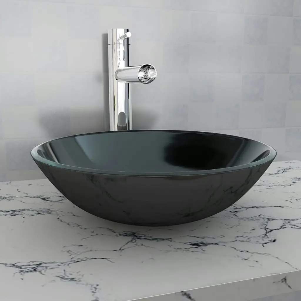 Basin Tempered Glass 42 cm Black 142231