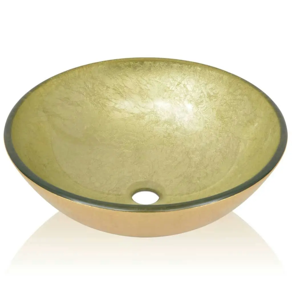 Basin Tempered Glass 42 cm Gold 142233