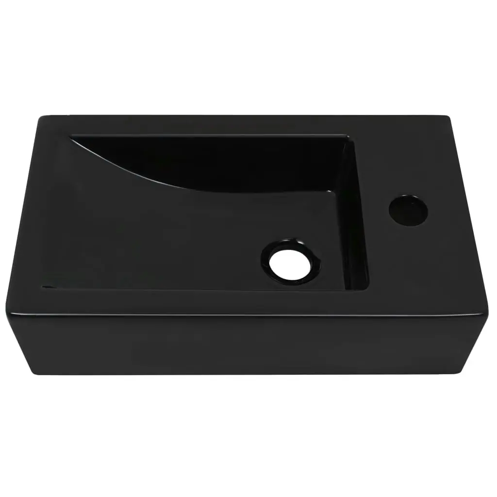 Basin with Faucet Hole Rectangular Ceramic Black 46x25.5x12 cm 142738