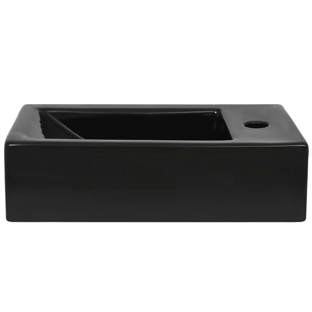 Basin with Faucet Hole Rectangular Ceramic Black 46x25.5x12 cm 142738