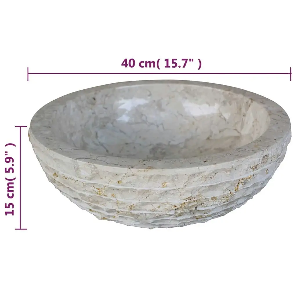 Basin Marble 40 cm Cream 242673