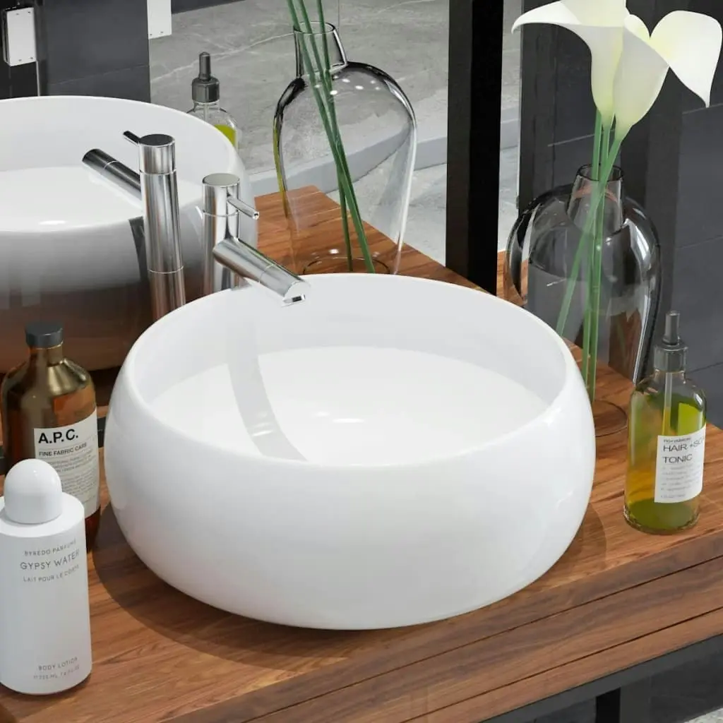 Basin Round Ceramic White 40x15 cm 142340