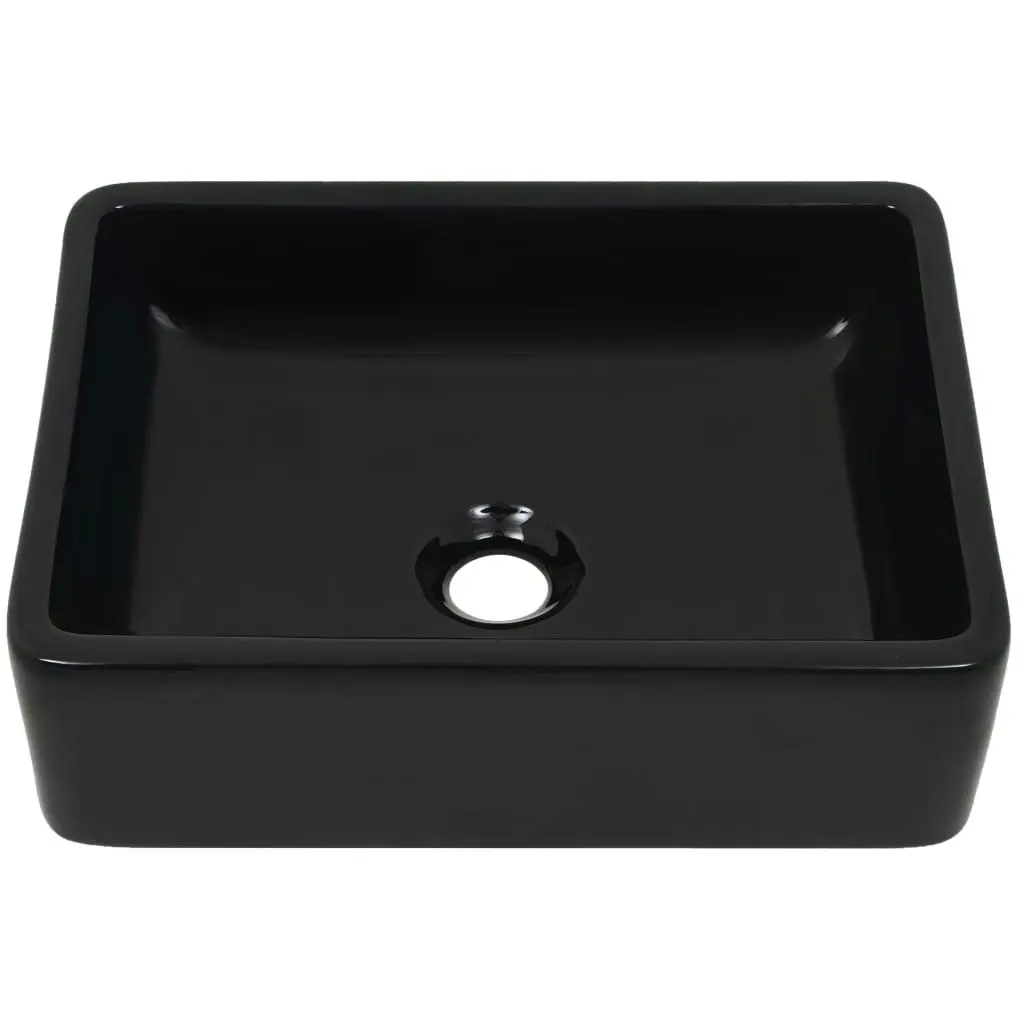 Basin Ceramic Rectangular Black 41x30x12 cm 142734