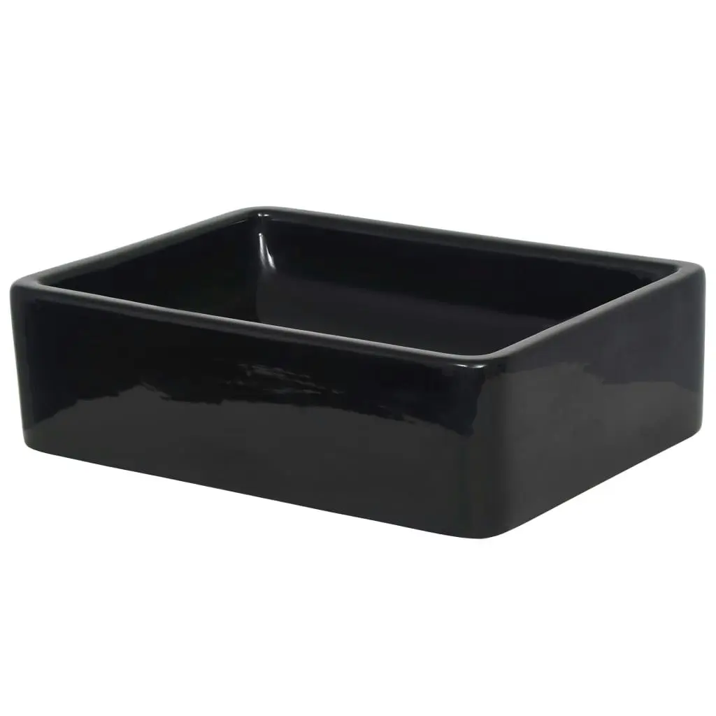 Basin Ceramic Rectangular Black 41x30x12 cm 142734