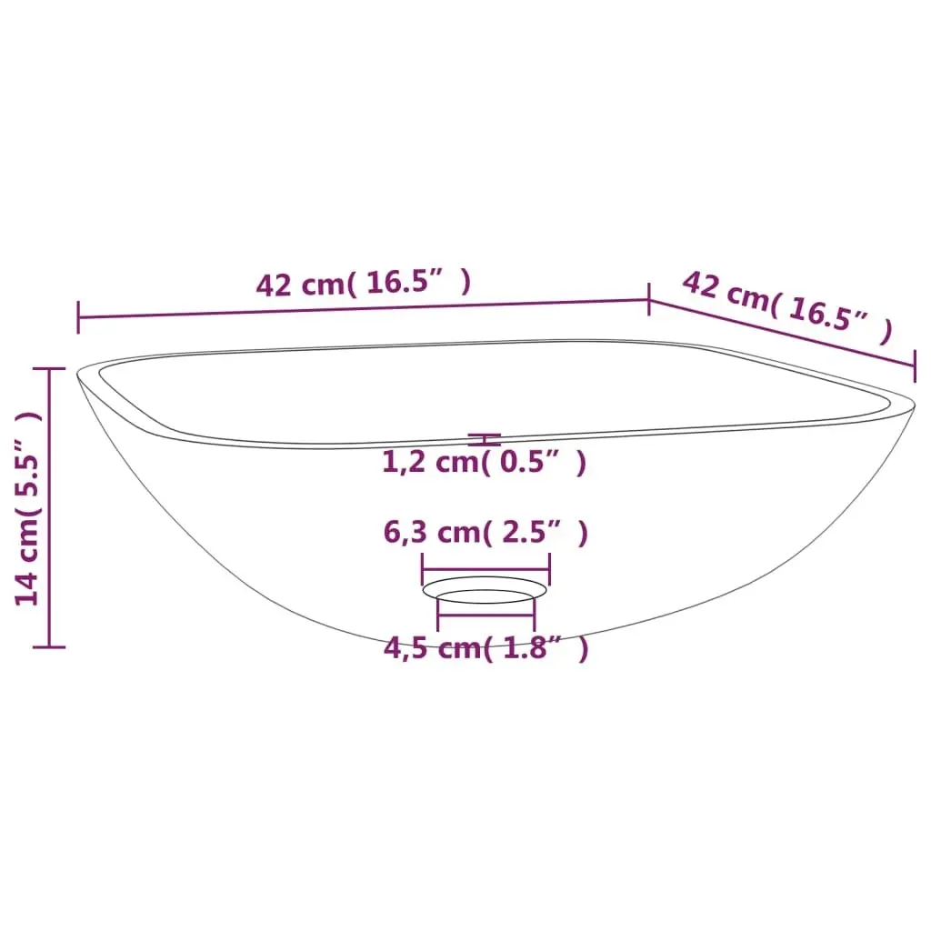 Basin Glass 42x42x14 cm Transparent 345236