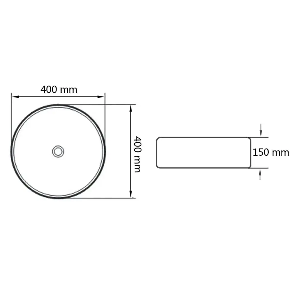 Basin Ceramic Round Black 40x15 cm 142737