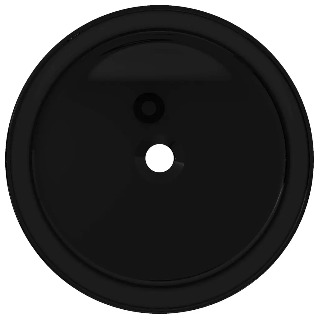 Basin Ceramic Round Black 40x15 cm 142737