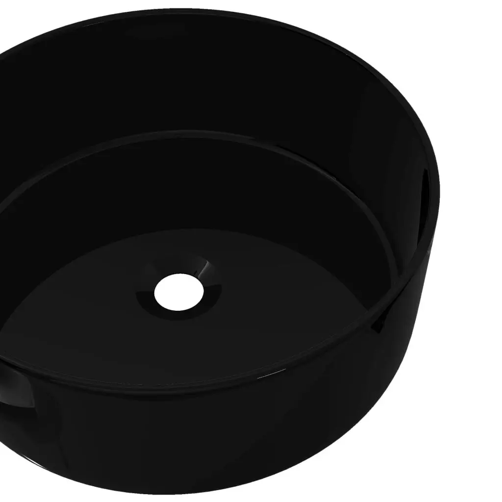 Basin Ceramic Round Black 40x15 cm 142737