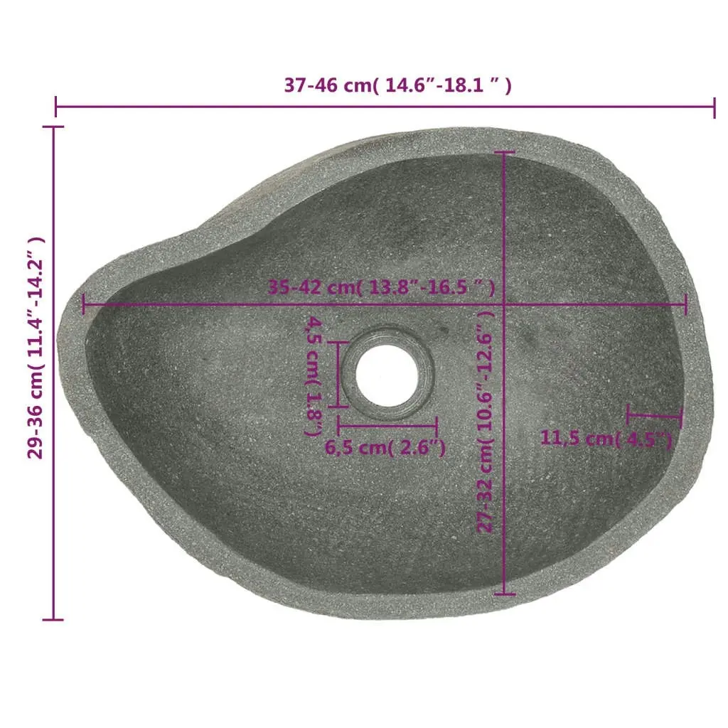 Basin River Stone Oval (36-46)x(29-36) cm 242667