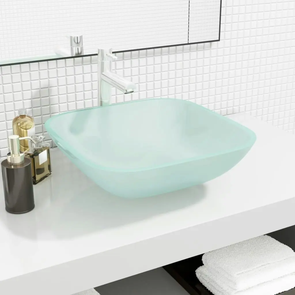 Basin Glass 42x42x14 cm Frosted 345242