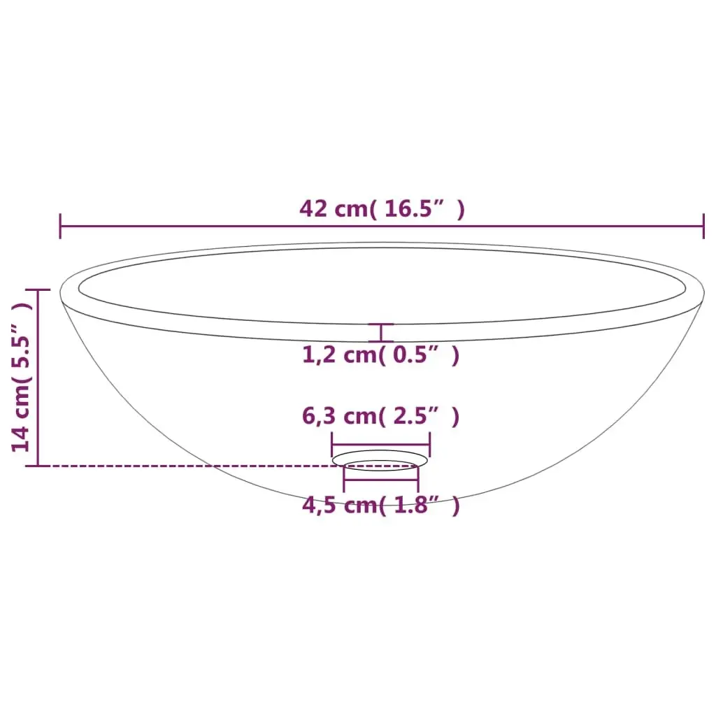 Basin Tempered Glass 42x14 cm White 345251