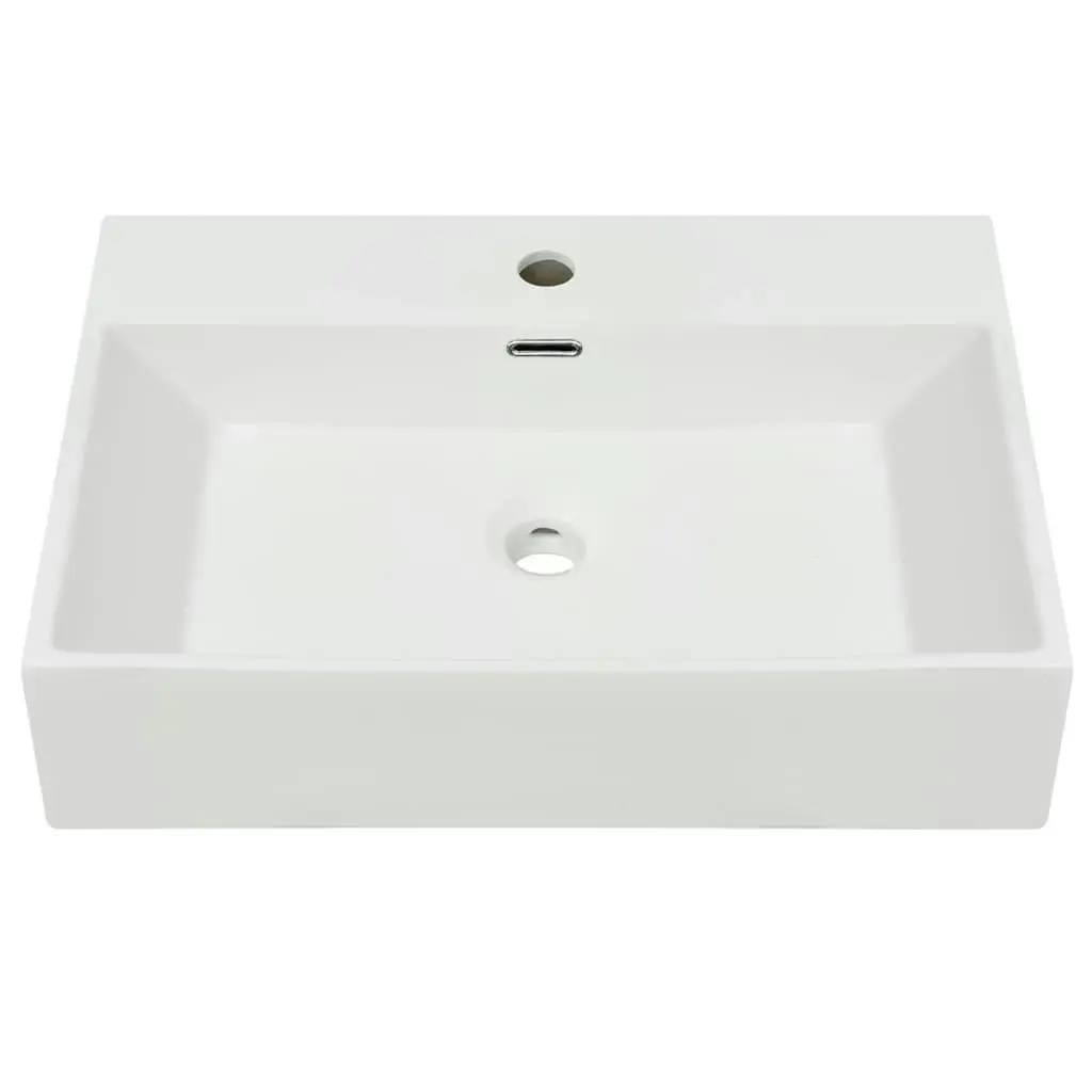 Basin with Faucet Hole Ceramic White 60.5x42.5x14.5 cm 142347