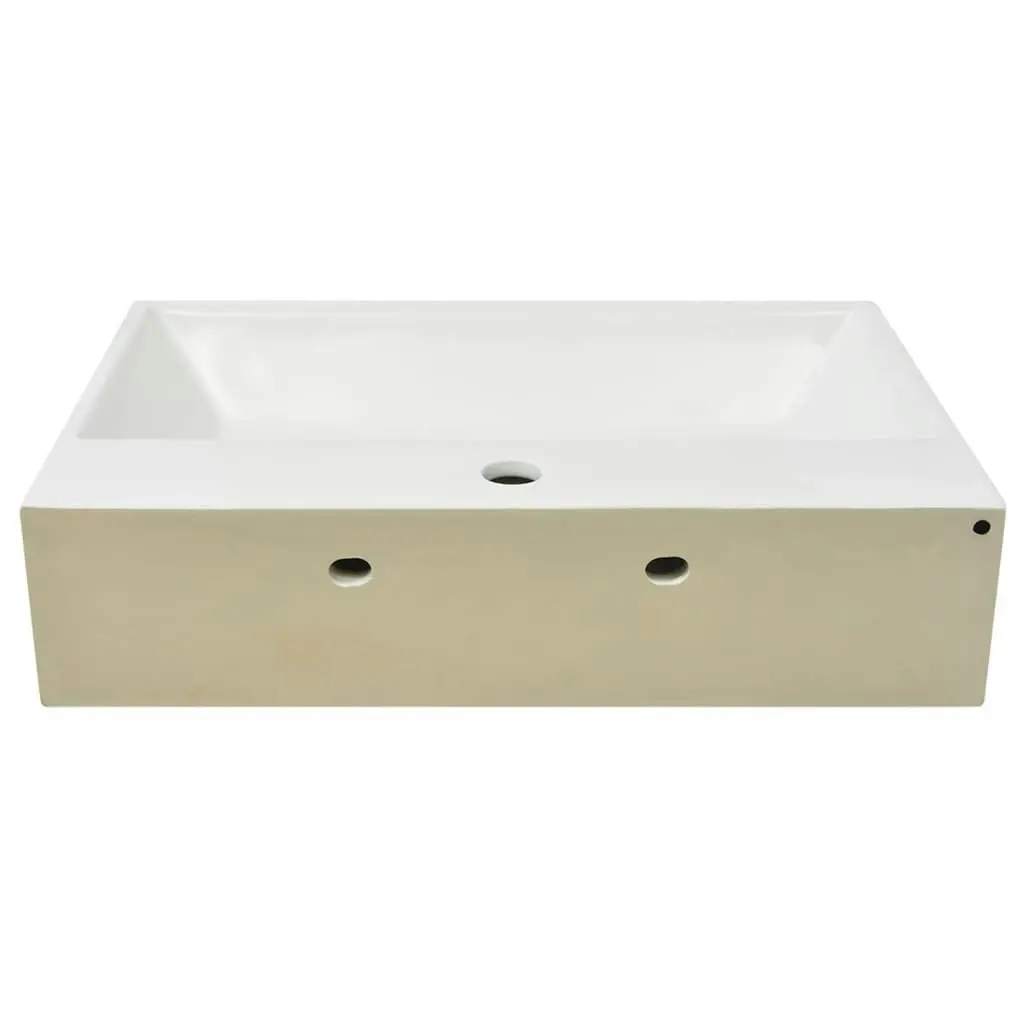 Basin with Faucet Hole Ceramic White 60.5x42.5x14.5 cm 142347