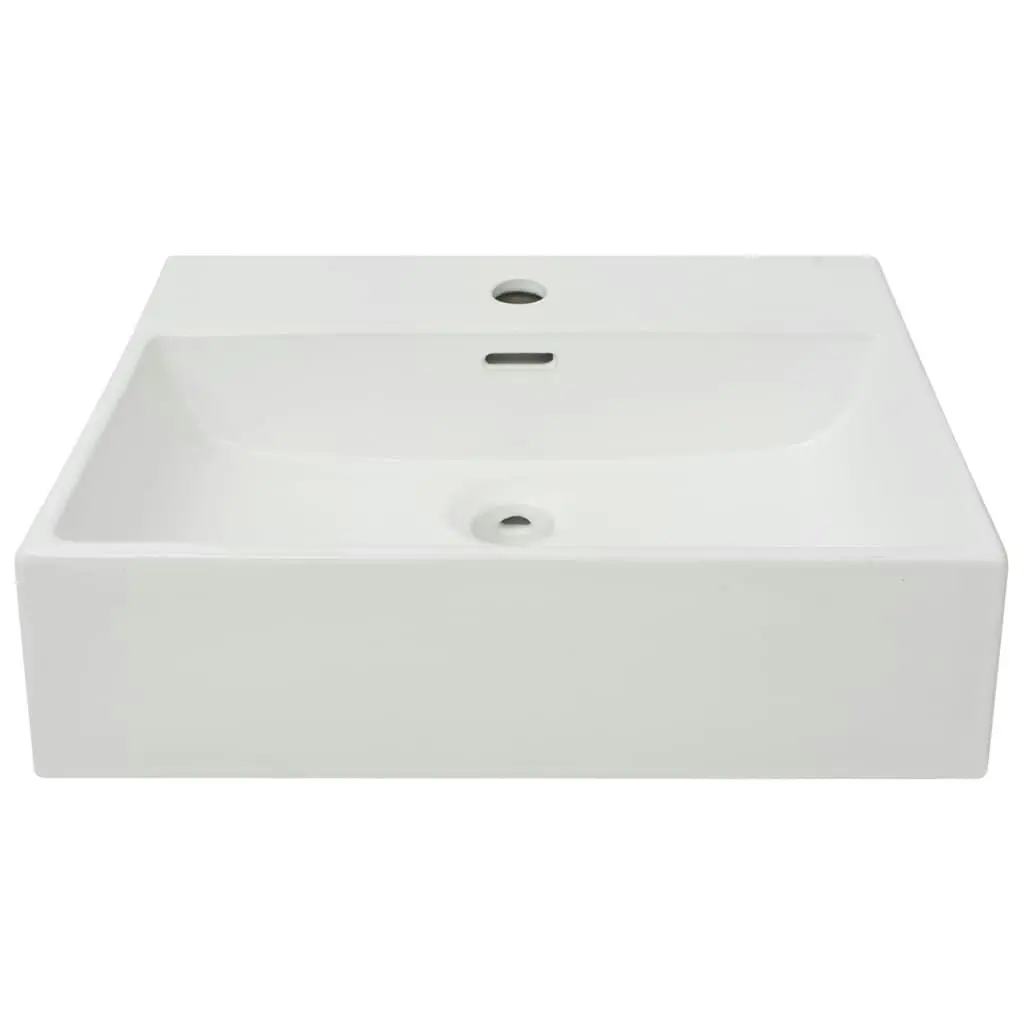 Basin with Faucet Hole Ceramic White 51.5x38.5x15 cm 142346