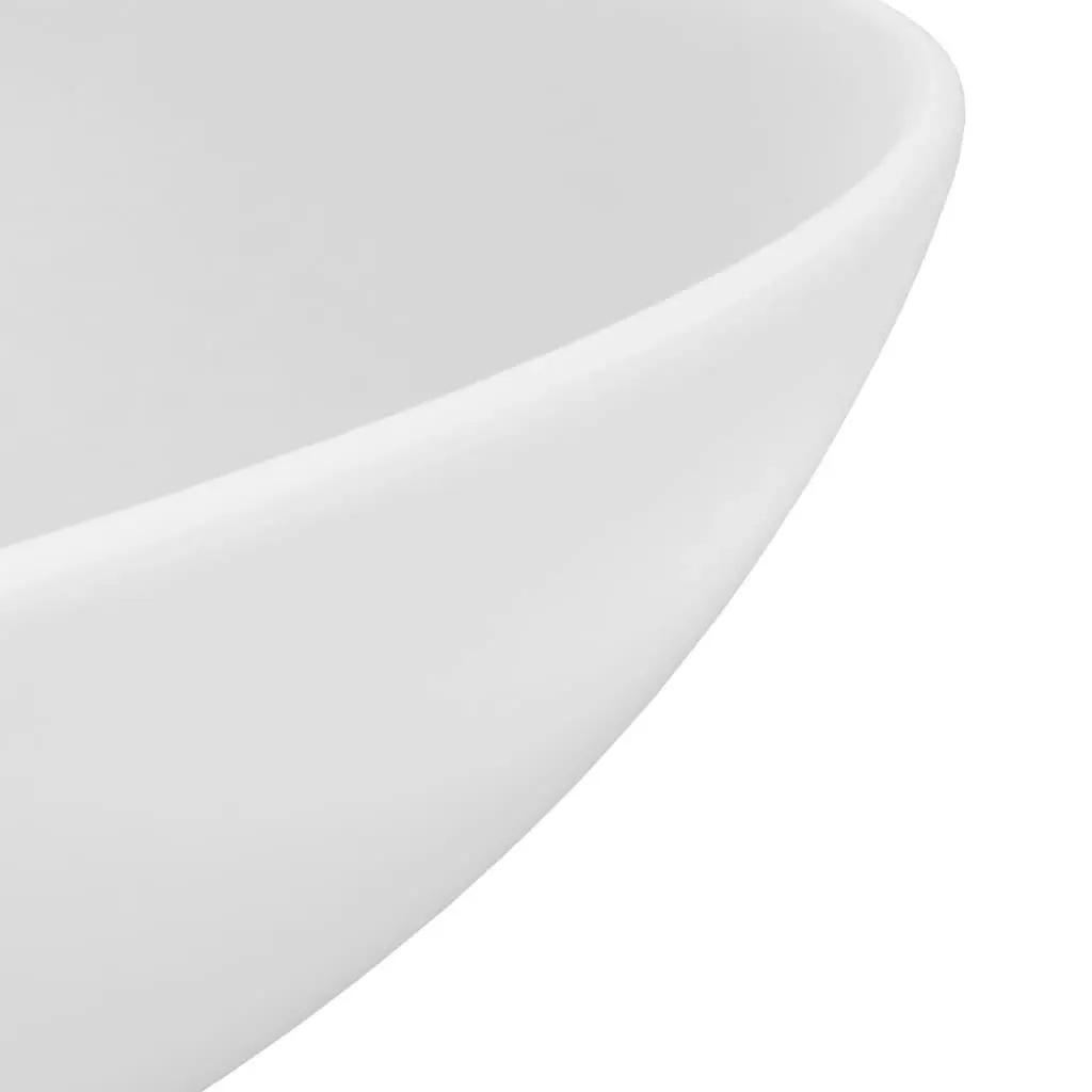 Bathroom Sink Ceramic Matt White Round 146976