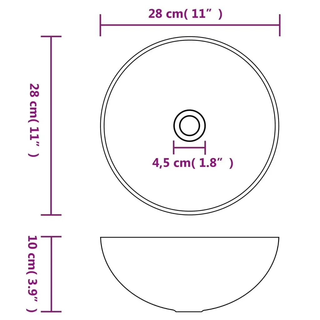 Bathroom Sink Ceramic Matt White Round 146976