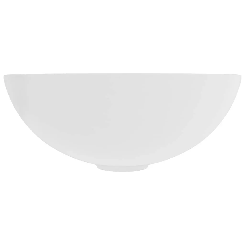 Bathroom Sink Ceramic Matt White Round 146976