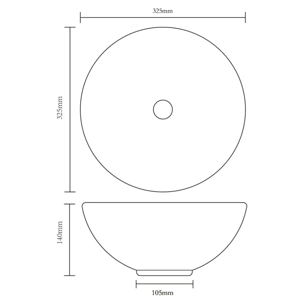 Ceramic Bathroom Sink Basin White Round 141928