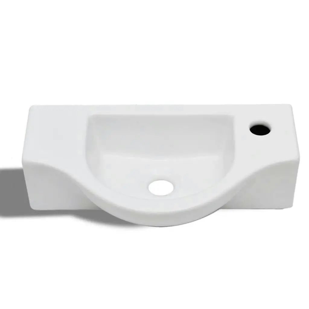 Ceramic Bathroom Sink Basin with Faucet Hole White 141930